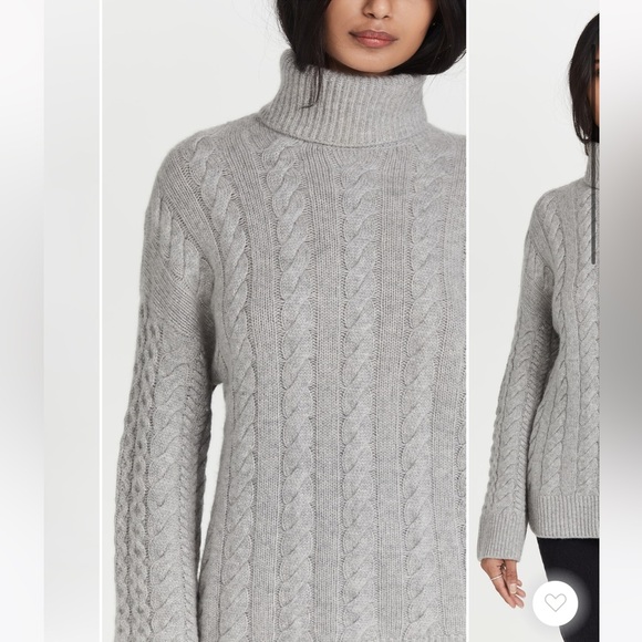 Nadaam Wool Cashmere Chunky Cable Turtleneck Sweater in Grey Size XS - Picture 4 of 9